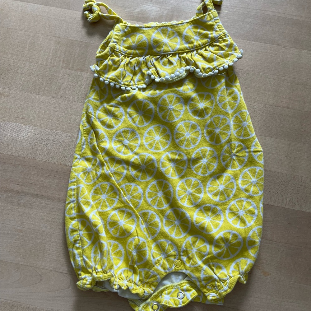 Yellow Citrus Print Baby Romper